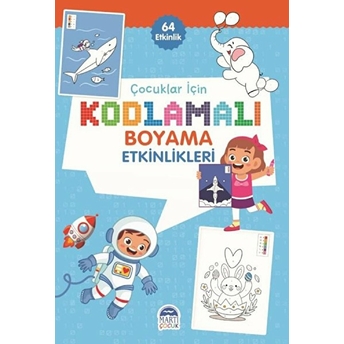 Çocuklar Için Kodlamalı Boyama Etkinlikleri - Mavi - 64 Etkinlik Komisyon