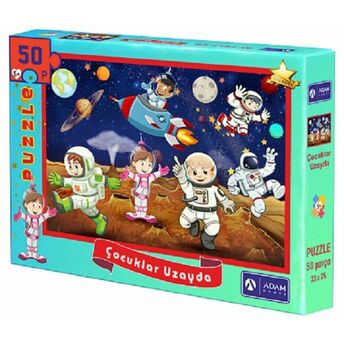 Çocuklar Uzayda 50 Parça Puzzle (33X25)