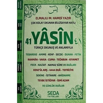 Çok Kolay Okunan Bilgisayar Hatlı 41 Yasin (Orta Boy, Yeşil, Kod: 199) Elmalılı Muhammed Hamdi Yazır