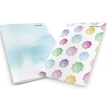 Colorful Watercolor Umbrellas Weekly Planner & Notebook