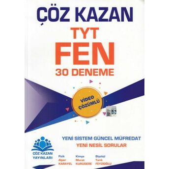 Çöz Kazan Tyt Fen 30 Deneme (Yeni) Alper Karayel - Murat Kurudere - Tarık Feyzioğlu