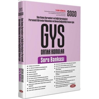 Data Yayınları 2020 Türkiye Kamu Kurumları Ve Bağlı Kuruluşları Personeli Gys Ve Unvan Değişikliği Ortak Konular Soru Bankası