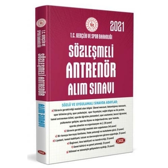 Data Yayınları 2021 Gençlik Ve Spor Bakanlığı Sözleşmeli Antrenör Alım Sınavına Hazırlık Kitabı Komisyon