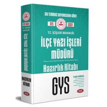 Data Yayınları 2021 Gys T.c Içişleri Bakanlığı Ilçe Yazı Işleri Müdürü Hazırlık Kitabı Komisyon