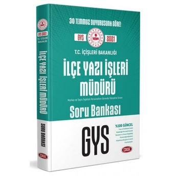 Data Yayınları 2021 Gys T.c. Içişleri Bakanlığı Ilçe Yazı Işleri Müdürü Soru Bankası Komisyon