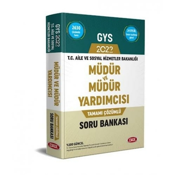 Data Yayınları 2022 T.c. Aile Ve Sosyal Hizmetler Bakanlığı Gys Müdür Ve Müdür Yardımcısı Tamamı Çözümlü Soru Bankası Komisyon