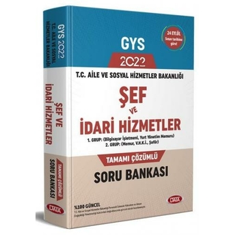 Data Yayınları 2022 T.c. Aile Ve Sosyal Hizmetler Bakanlığı Gys Şef Ve Idari Hizmetler Tamamı Çözümlü Soru Bankası Komisyon