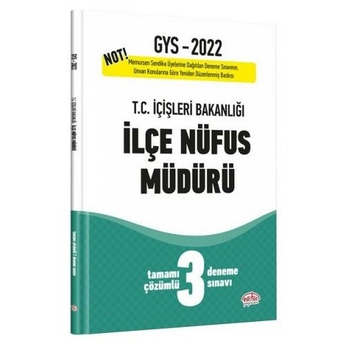 Data Yayınları 2022 T.c. Içişleri Bakanlığı Ilçe Nüfus Müdürü Gys Tamamı Çözümlü 3 Deneme Sınavı Komisyon