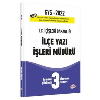 Data Yayınları 2022 T.c. Içişleri Bakanlığı Ilçe Yazı Işleri Müdürü Gys Tamamı Çözümlü 3 Deneme Sınavı Komisyon