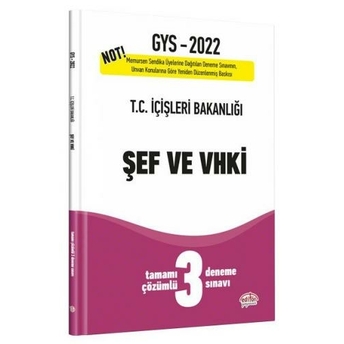 Data Yayınları 2022 T.c. Içişleri Bakanlığı Şef Ve Vhki Gys Tamamı Çözümlü 3 Deneme Sınavı Komisyon