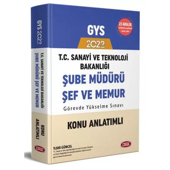 Data Yayınları 2022 T.c. Sanayi Ve Teknoloji Bakanlığı Gys Şube Müdürü - Şef - Memur Konu Anlatımlı Komisyon