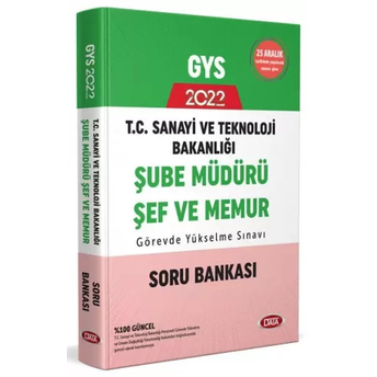 Data Yayınları 2022 T.c. Sanayi Ve Teknoloji Bakanlığı Gys Şube Müdürü - Şef - Memur Soru Bankası Komisyon