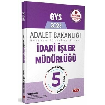 Data Yayınları 2023 Adalet Bakanlığı Idari Işler Müdürlüğü Gys Tamamı Çözümlü 5 Deneme Sınavı Komisyon