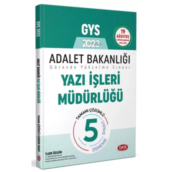 Data Yayınları 2023 Adalet Bakanlığı Yazı Işleri Müdürlüğü Gys Tamamı Çözümlü 5 Deneme Sınavı Komisyon