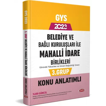 Data Yayınları 2023 Belediye Ve Bağlı Kuruluşları Ile Mahalli Idare Birlikleri 3. Grup Konu Anlatımlı Komisyon