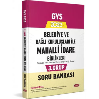 Data Yayınları 2023 Belediye Ve Bağlı Kuruluşları Ile Mahalli Idare Birlikleri 3. Grup Soru Bankası Komisyon