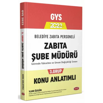 Data Yayınları 2023 Belediye Zabıta Personeli Zabıt Personeli Zabıta Şube Müdürü 3. Grup Konu Anlatımlı Komisyon