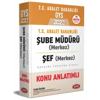 Data Yayınları 2023 Gys Adalet Bakanlığı Şube Müdürü (Merkez) - Şef (Merkez) Konu Anlatımlı Komisyon