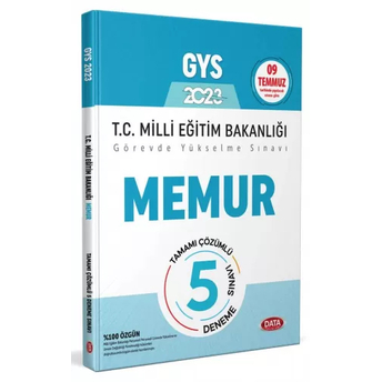 Data Yayınları 2023 Milli Eğitim Bakanlığı Memur Tamamı Çözümlü Gys 5 Deneme Sınavı Komisyon