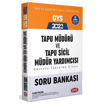 Data Yayınları 2023 Tapu Müdürü - Tapu Sicil Müdür Yardımcısı Gys Soru Bankası Komisyon