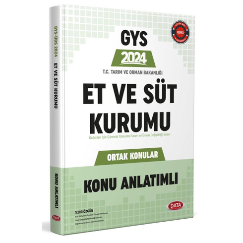 Data Yayınları 2024 Gys Tarım Ve Orman Bakanlığı Et Ve Süt Kurumu Ortak Konular Konu Anlatımlı Komisyon