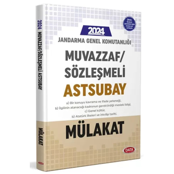 Data Yayınları 2024 Jandarma Genel Komutanlığı Muvazzaf Sözleşmeli Astsubay Mülakat Sınavına Hazırlık Kitabı Komisyon