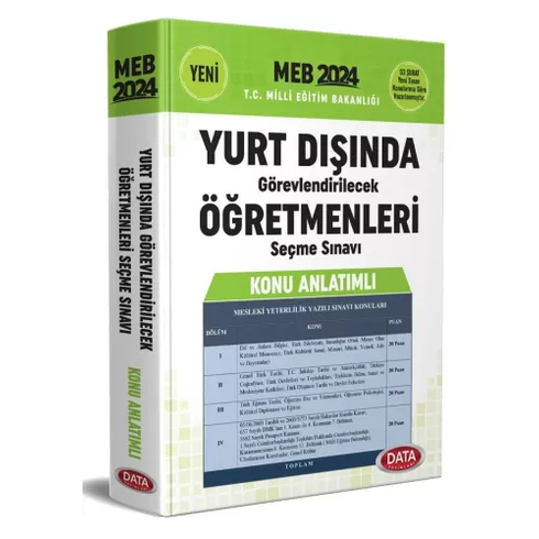 Data Yayınları 2024 Meb Yurt Dışında Görevlendirilecek Öğretmenleri Seçme Sınavı Hazırlık Kitabı Komisyon