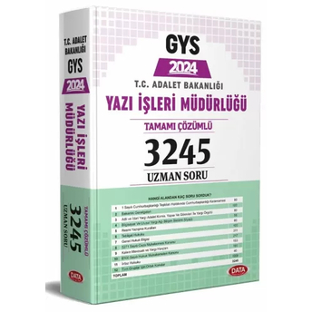 Data Yayınları 2024 T.c. Adalet Bakanlığı Yazı Işleri Müdürlüğü Gys Tamamı Çözümlü 3245 Uzman Soru Bankası Komisyon