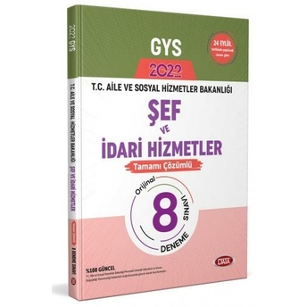 Data Yayınları T.c. Aile Ve Sosyal Hizmetler Bakanlığı Gys Şef Ve Idari Hizmetler Tamamı Çözümlü 8 Deneme Sınavı Komisyon