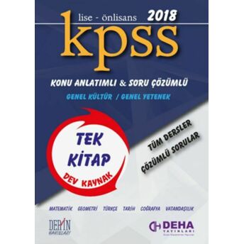 Deha 2018 Kpss Lise-Önlisans Tek Kitap Kolektif