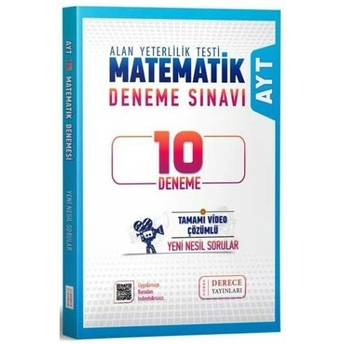 ​Derece Yayınları Ayt Matematik Video Çözümlü 10 Deneme Komisyon