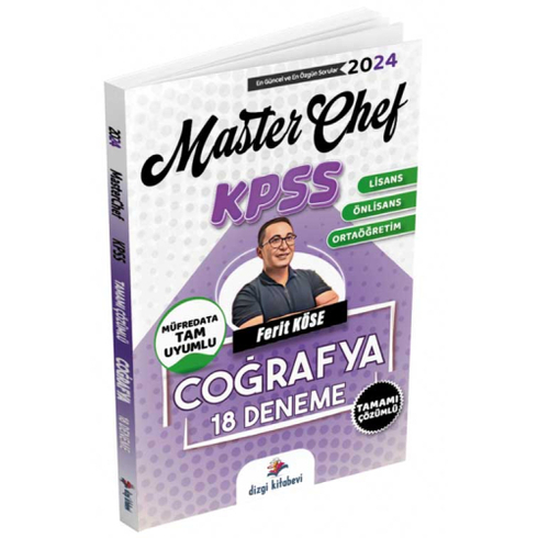 Dizgi Kitap Yayınları 2024 Masterchef Kpss Genel Kültür Coğrafya 18 Deneme Ferit Köse