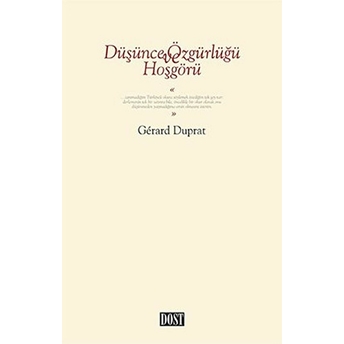 Düşünce Özgürlüğü Ve Hoşgörü Gerard Duprat