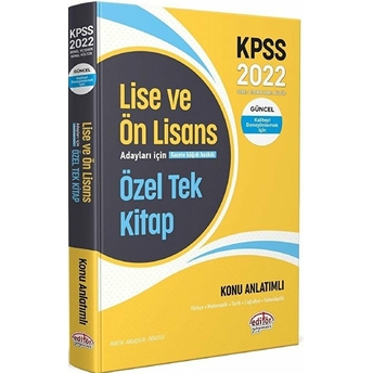 Editör 2022 Kpss Lise Ve Ön Lisans Adayları Için Özel Tek Kitap Konu Anlatımlı Kolektıf