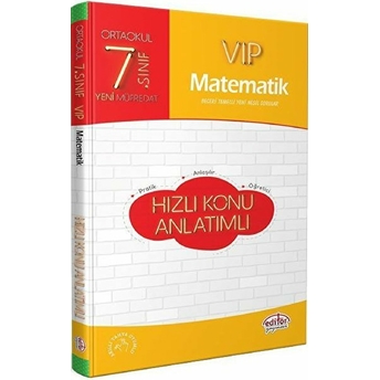 Editör 7. Sınıf Vıp Matematik Hızlı Konu Anlatımlı (Yeni) Kolektif