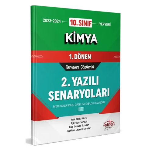 Editör Yayınları 10. Sınıf Kimya 1. Dönem Ortak Sınavı 2. Yazılı Senaryoları Tamamı Çözümlü Komisyon