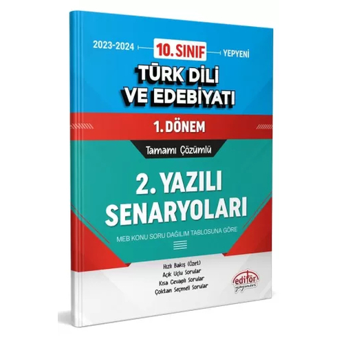 Editör Yayınları 10. Sınıf Türk Dili Ve Edebiyatı 1. Dönem Ortak Sınavı 2. Yazılı Senaryoları Tamamı Çözümlü Komisyon