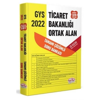 Editör Yayınları 2022 T.c. Ticaret Bakanlığı Tüm Kadrolar Için Tamamı Çözümlü Ortak Soru Bankası Komisyon