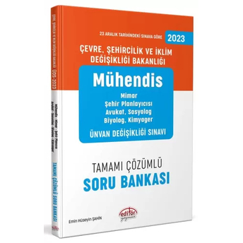 Editör Yayınları 2023 Çevre, Şehircilik Ve Iklim Bakanlığı Mühendis Ünvan Değişikliği Sınavı Tamamı Çözümlü Soru Bankası Komisyon