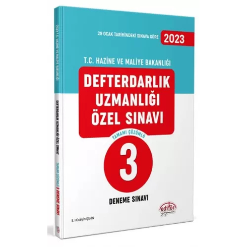 Editör Yayınları 2023 Defterdarlık Uzmanlığı Özel Sınavı Tamamı Çözümlü 3 Deneme Sınavı Komisyon