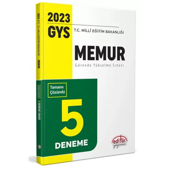 Editör Yayınları 2023 Milli Eğitim Bakanlığı Memur Tamamı Çözümlü Gys 5 Deneme Sınavı Komisyon