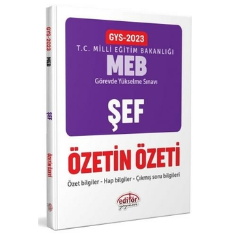 Editör Yayınları 2023 Milli Eğitim Bakanlığı Şef Gys Özetin Özeti Komisyon