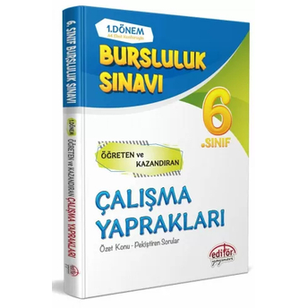 Editör Yayınları 6. Sınıf 1. Dönem Bursluluk Sınavı Çalışma Yaprakları Komisyon