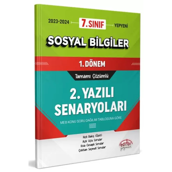 Editör Yayınları 7. Sınıf Sosyal Bilgiler 1. Dönem Ortak Sınavı 2. Yazılı Senaryoları Tamamı Çözümlü Komisyon