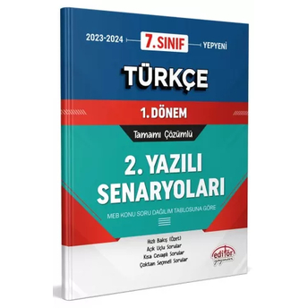 Editör Yayınları 7. Sınıf Türkçe 1. Dönem Ortak Sınavı 2. Yazılı Senaryoları Tamamı Çözümlü Komisyon