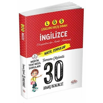 Editör Yayınları 8. Sınıf Lgs Ingilizce Tamamı Çözümlü 30 Deneme Sınavı