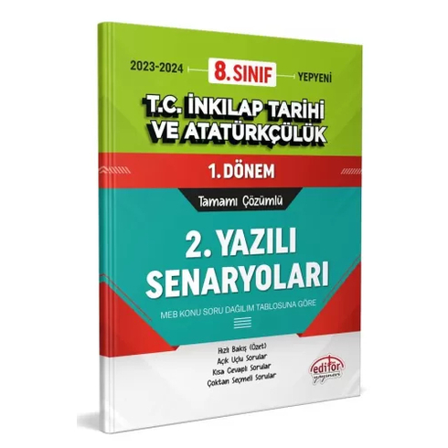 Editör Yayınları 8. Sınıf T.c. Inkılap Tarihi Ve Atatürkçülük 1. Dönem Ortak Sınavı 2. Yazılı Senaryoları Tamamı Çözümlü Komisyon