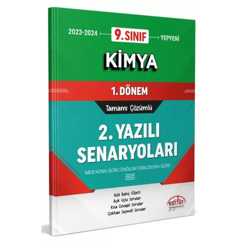 Editör Yayınları 9. Sınıf Kimya 1. Dönem Ortak Sınavı 2. Yazılı Senaryoları Tamamı Çözümlü Komisyon