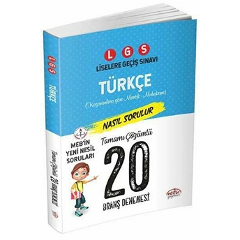 Editör Yayınları Lgs Türkçe 20 Branş Denemesi Nasıl Çözülür