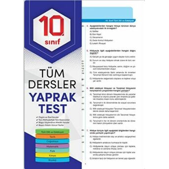 Element 10. Sınıf Tüm Dersler Yaprak Test